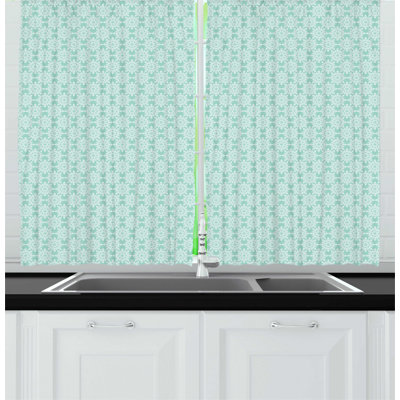 Seafoam/White Kitchen Curtain