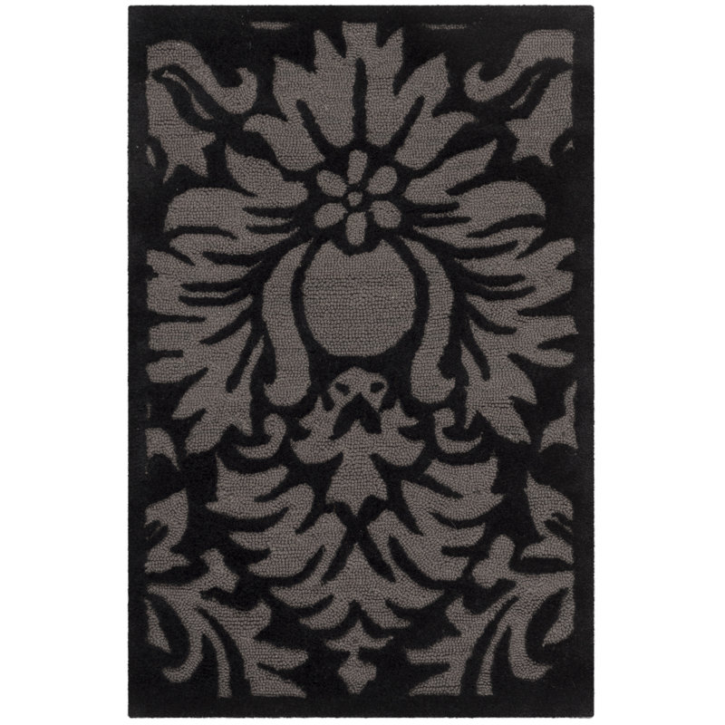 Kuhlman Hand Hooked Performance Damask Rug, Rectangle 9' x 12'