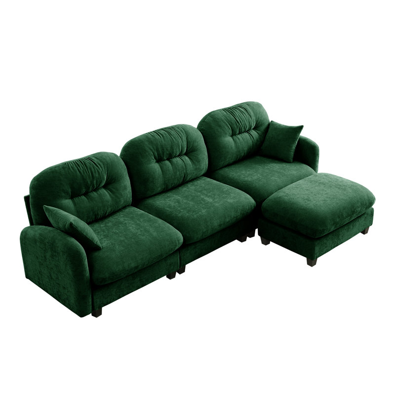 Modular Sectional L Shaped Couch With Ottoman, Premium Chenille Fabric,Tufted Cushion Backrest Design,Ergonomic Design Easy Install