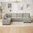 Versatile U-Shaped Sectional Sofa with Movable Ottoman and Storage Pockets
