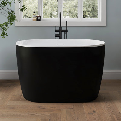 43'' Acrylic Freestanding Acrylic Tub With Seat Deep Soaking Bathtub with Overflow Drain