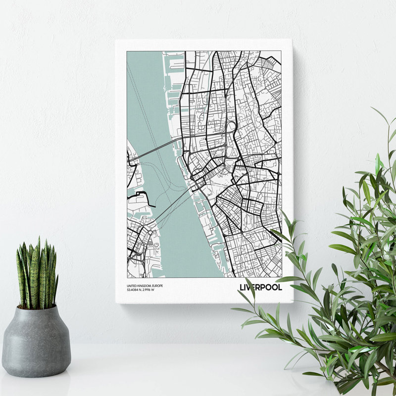 Map Liverpool UK - Wrapped Canvas, 76cm H x 50cm W x 3cm D