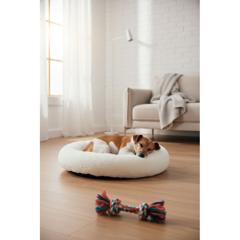 Lit pour animal de compagnie, Blanc, Taille moyenne: L 25,59 po x l 25,59 po