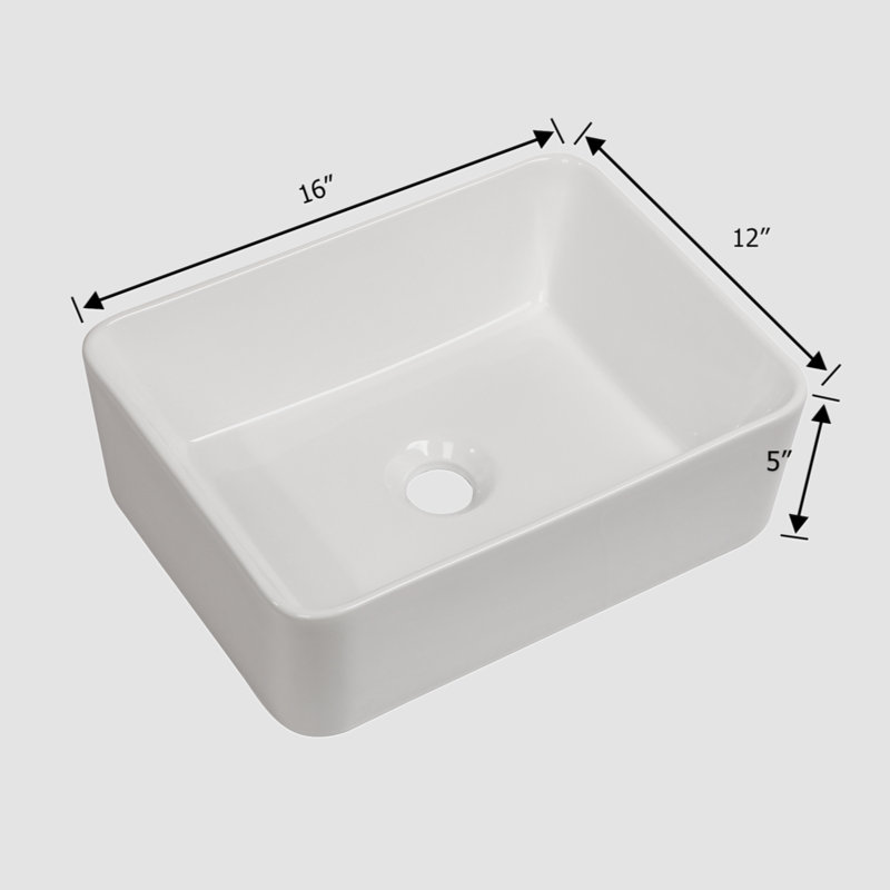 Lavabo de salle de bain rectangulaire en céramique Go Peak