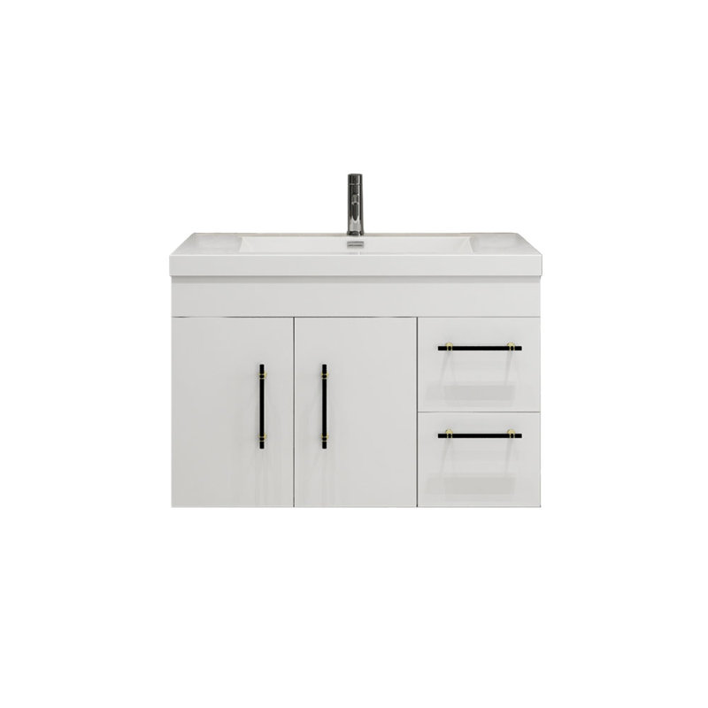 Ensemble de meuble-lavabo simple 36 po Carliss, Blanc, Noir
