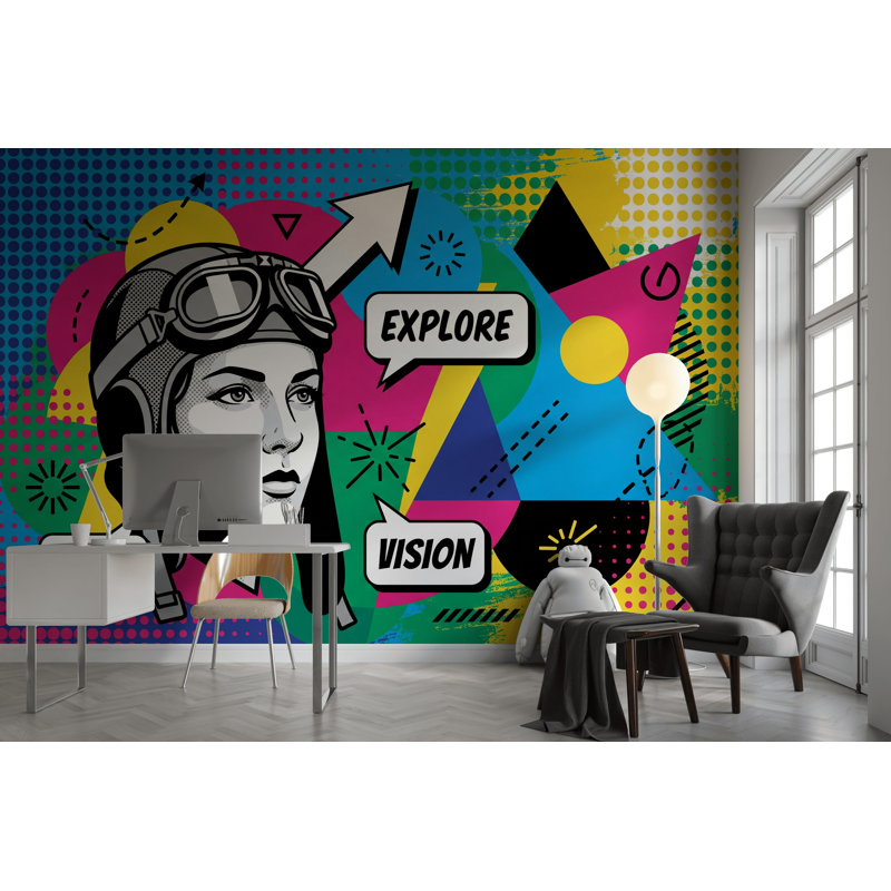 Décoration murale Pop Art, 160 po x 108 po, Non tissé