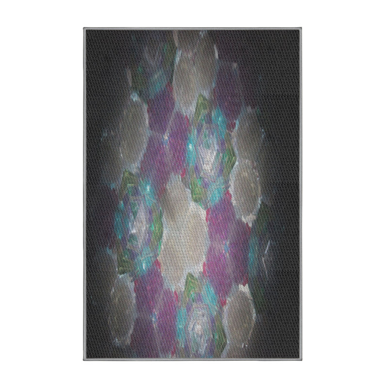 Tapis noir/vert/gris à tisser électrique, Rectangle 2 pi x 3 pi