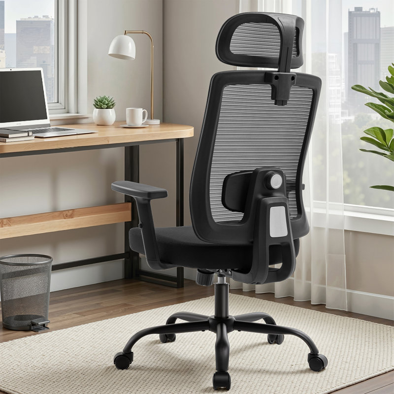 Chaise de bureau ergonomique en filet, Noir