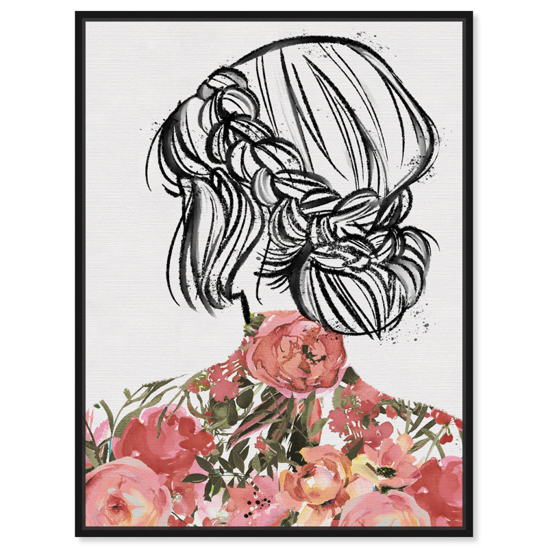 Portraits de printemps - peinture sur toile, Toile avec cadre noir, H 15 po x l 10 po