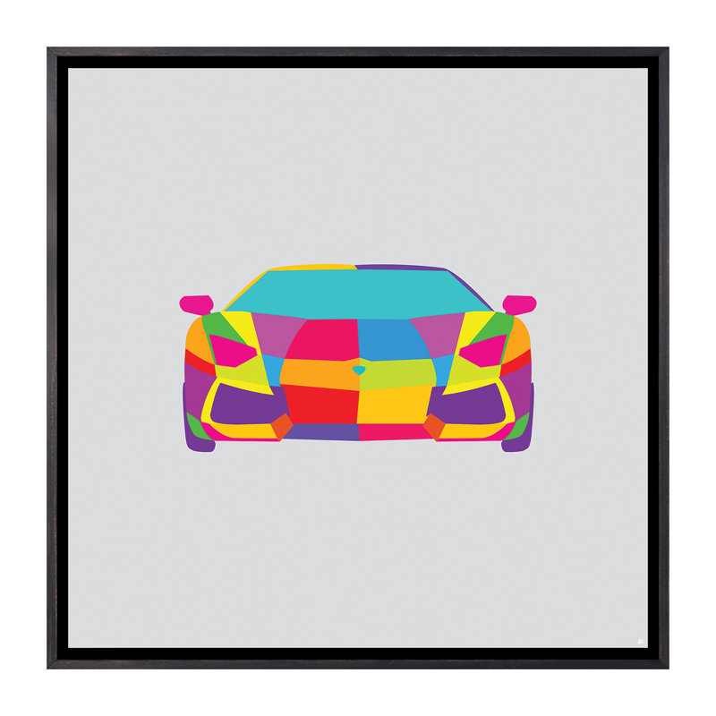 «Lambo» par Yoni Alter, impression sur toile, H 18 po x l 18 po x 1,5 po, Toile avec cadre noir patiné, Pas de tapis