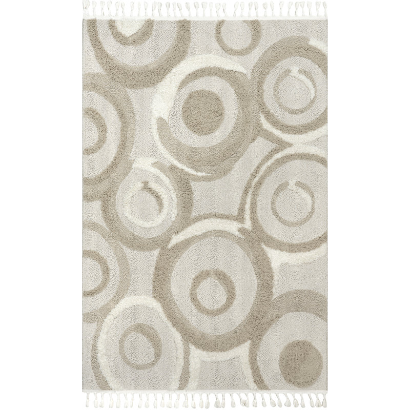 Leena Intertwined Circles High/low Area Rug, Rectangle 5' x 7'6"