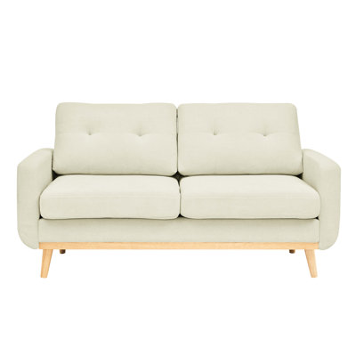 Mid - Century Modern 2 Seat Upholstered , 67.7" Wide, , Cream , 29.93 In Depth, For Relaxing Chat With Solid Wood Legs