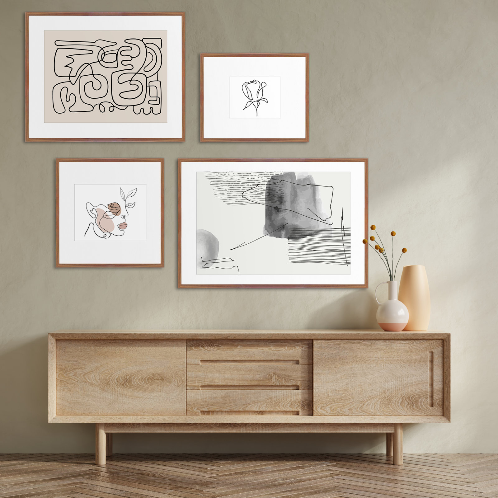 Capullo Gallery Wall Frame Set, Brown Walnut