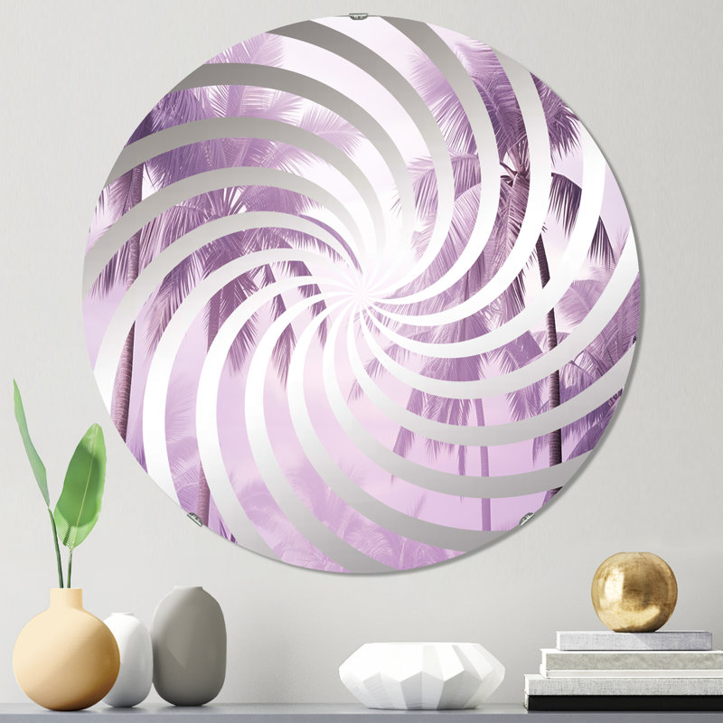 Miroir d'appoint Lavender Jungle Palm Tree Lagoon, 23,6 po x 23,6 po