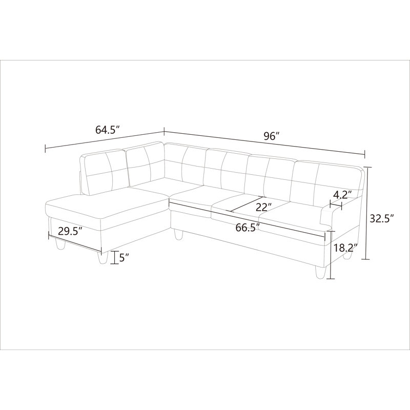 Dark Grey Living Room 2-Piece Sofa Set, Left Hand Facing