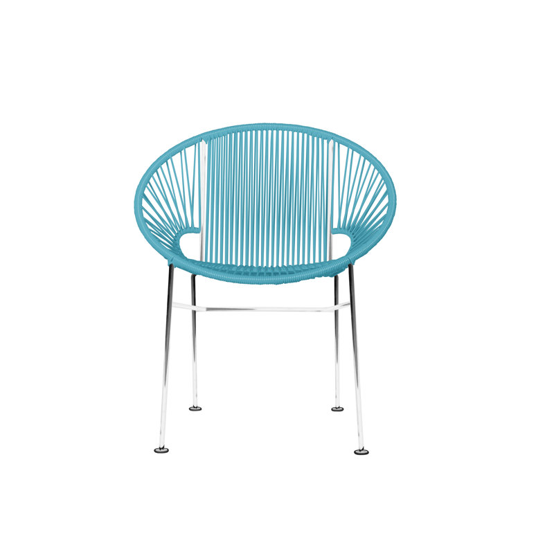 Concha Indoor/Outdoor Handmade Dining Chair, Chrome, Blue