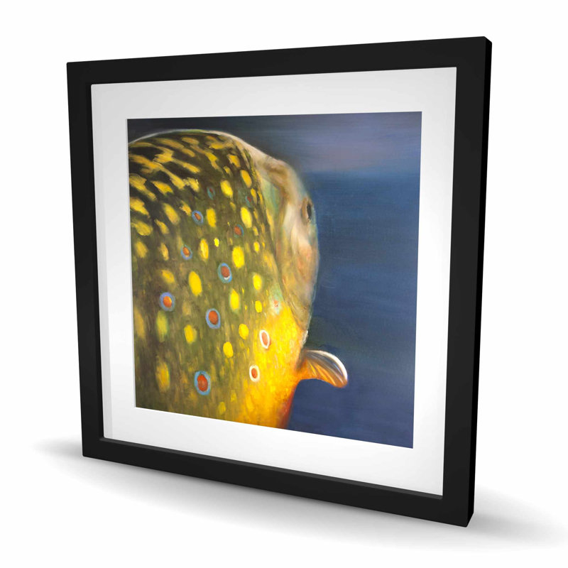 Impression de poisson truite dorée - décoration rustique encadrée, Noir, H 24 po x l 24 po