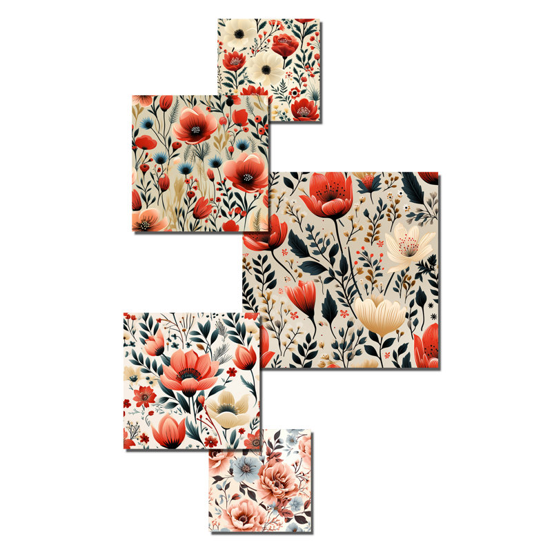 Homan - ensemble d'art mural floral de 5