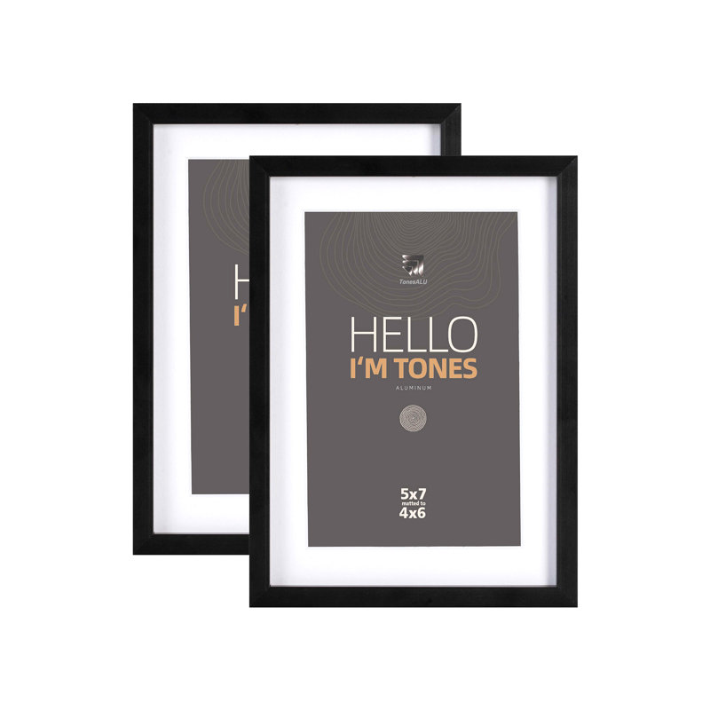 Metal Rectangular Picture Frame with Mat, Black