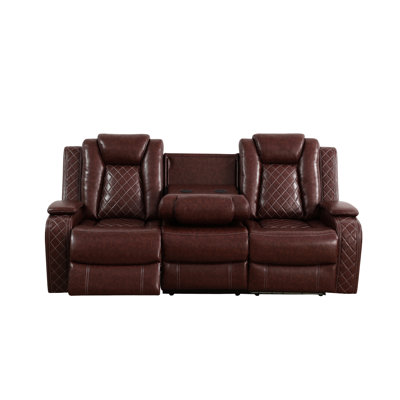 Charolett 83.5" Breathing Leather Power Recliner Sofa with USB Ports