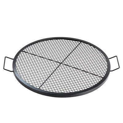 Barbecue brasero de 76 cm (30 pouces), grille ronde en acier robuste, portable pour le camping, maille diamant pour une cuisson uniforme, avec support en fil de fer en X, idéal pour les fêtes en plein air, qualité alimentaire et