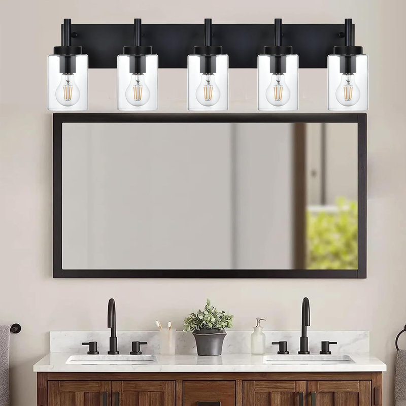 Modern Bathroom Vanity Light Fixture Brushed Nickel Wall Sconce With Clear Glass Shades For Bathroom Bedroom Living Room Hallway Over Mirror