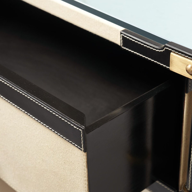 Toulon End Table, Black/Beige