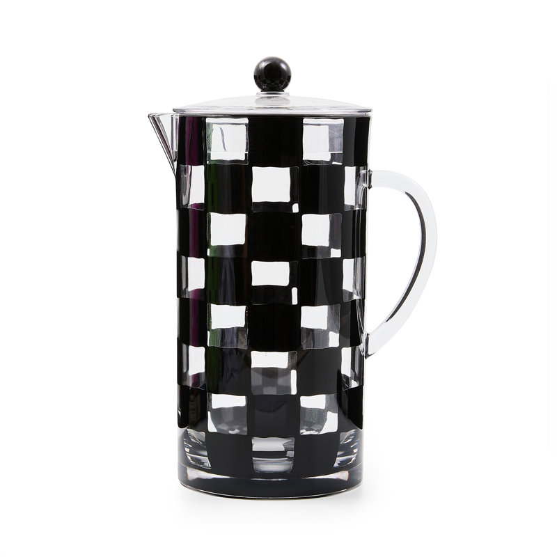 Black Check Acrylic Pitcher, Black/Clear