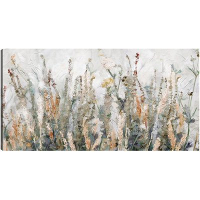 Autumn Breeze by Studio Arts, 13x25", Autumn Wildflower Meadow Neutral Painting Canvas Wall Art Print