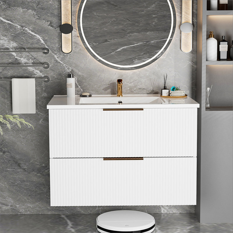 Armoire de salle de bain avec deux tiroirs de rangement