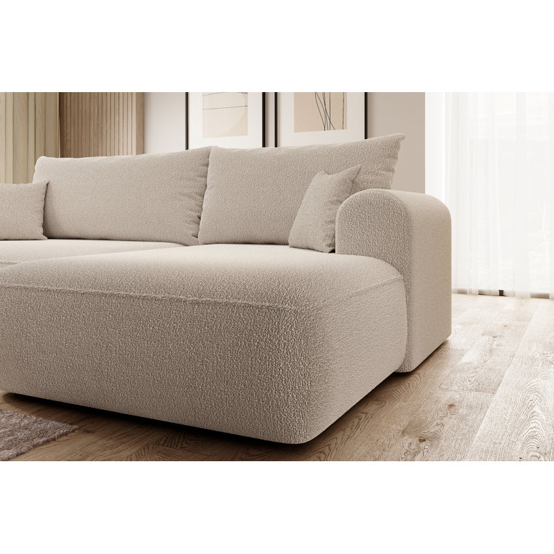 Aian 3 Seater Sofa & Chaise, Light Beige, Right Hand Facing