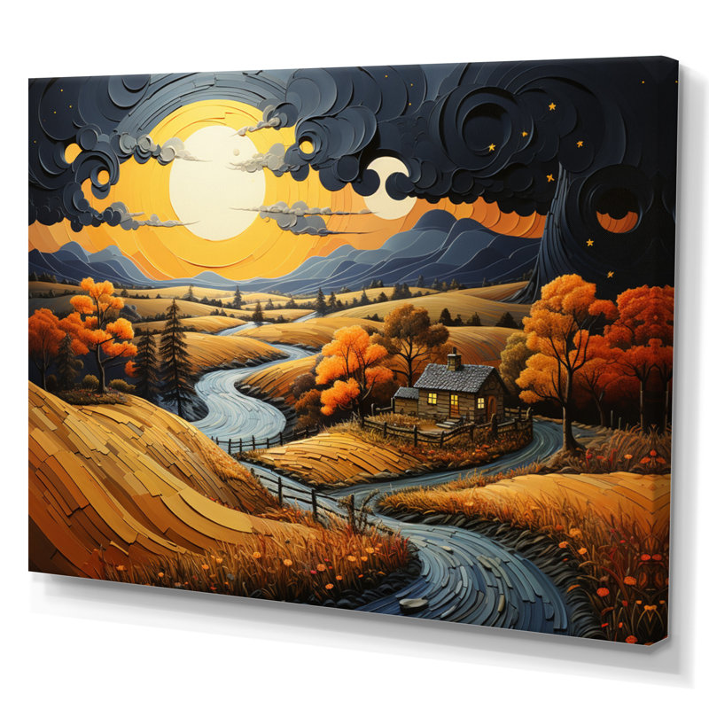 «Countryside Moody Skies Patchwork II», reproduction sur toile, H 16 po x l 32 po x P 1 po, Toile tendue