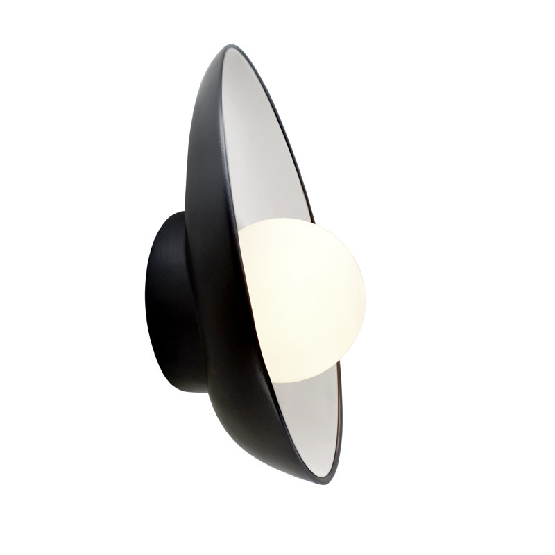 Azem Ceramic Wall Sconce, Gloss Black/Matte White