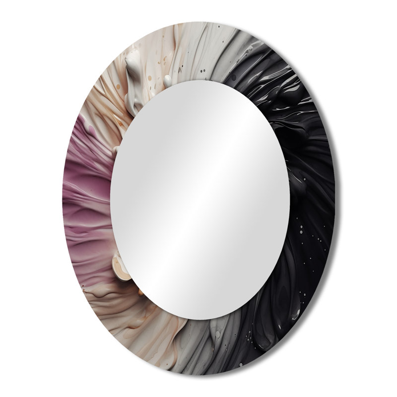 Délicat coup de pinceau abstrait - miroir mural moderne rose ovale II, 43 po x 33 po