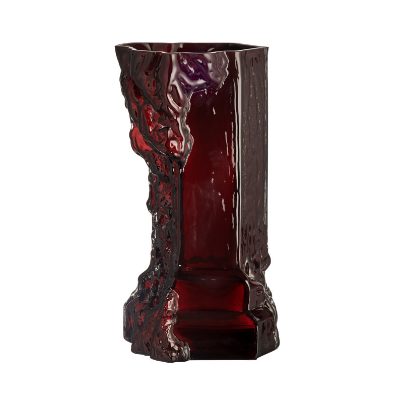 Rocky Baroque Handmade Crystal Glass Table Vase, Oxblood