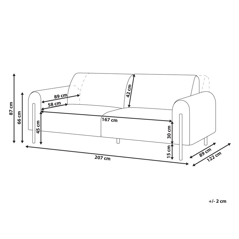 Damarc 3 Seater Faux Leather Reclining Sofa, Beige