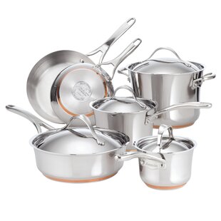 Moss & Stone Copper 6 Piece Set Chef Cookware, Non Stick Pan, Deep Square  Pan, Fry Basket, Steamer Tray, Dishwasher & Oven Safe, 5 Quart Copper Pot