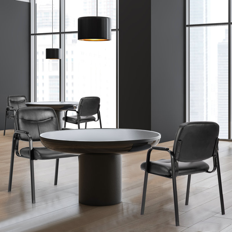 Chaise de salle d'attente empilable en cuir avec structure en métal