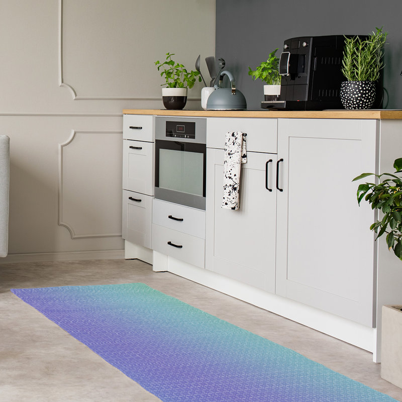 Tapis vert/bleu clair/jaune dégradé napperon, Tapis de couloir 2 pi 6 po x 8 pi