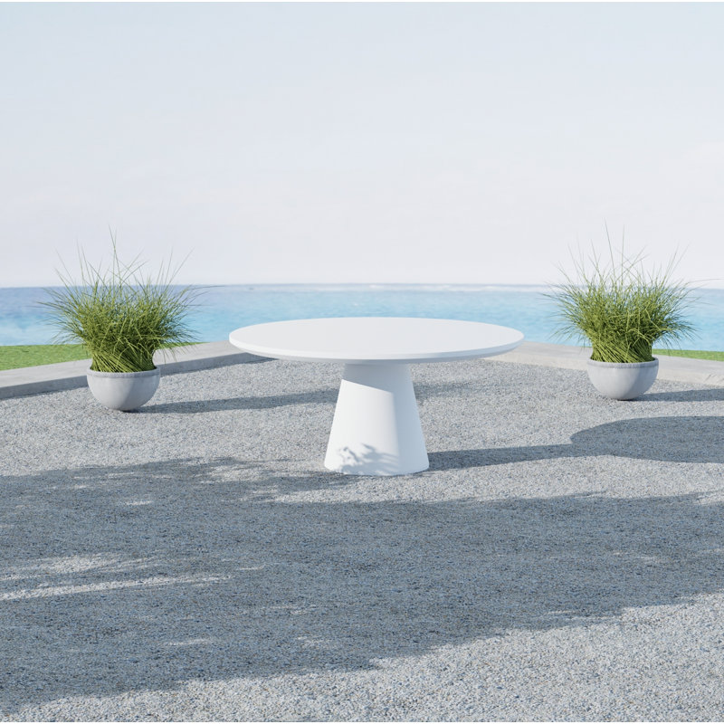 Delijah Outdoor Round Dining Table, Bone