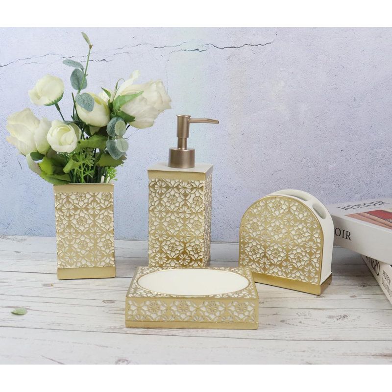 Golden Bathroom Accessories Set