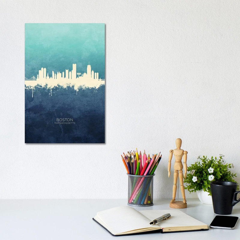 Boston Massachusetts Skyline by Michael Tompsett - 1 Piece Wall Art on Canvas, 30.48cm H x 20.32cm W x 1.91cm D