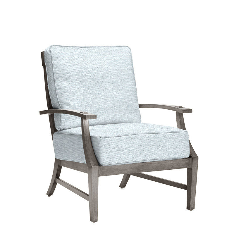 Croquet Patio Chair with Cushions, Welt, Oyster, Paper Sky