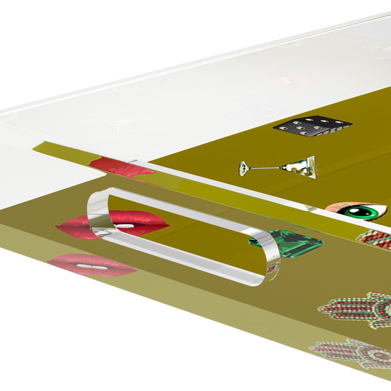 Plateau décoratif Precise Edge, 12.5"W x 7.75"D x 2"H, Chartreuse