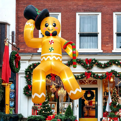 Décoration de Noël gonflable pour homme en pain d'épice avec lumières DEL, pour le jardin