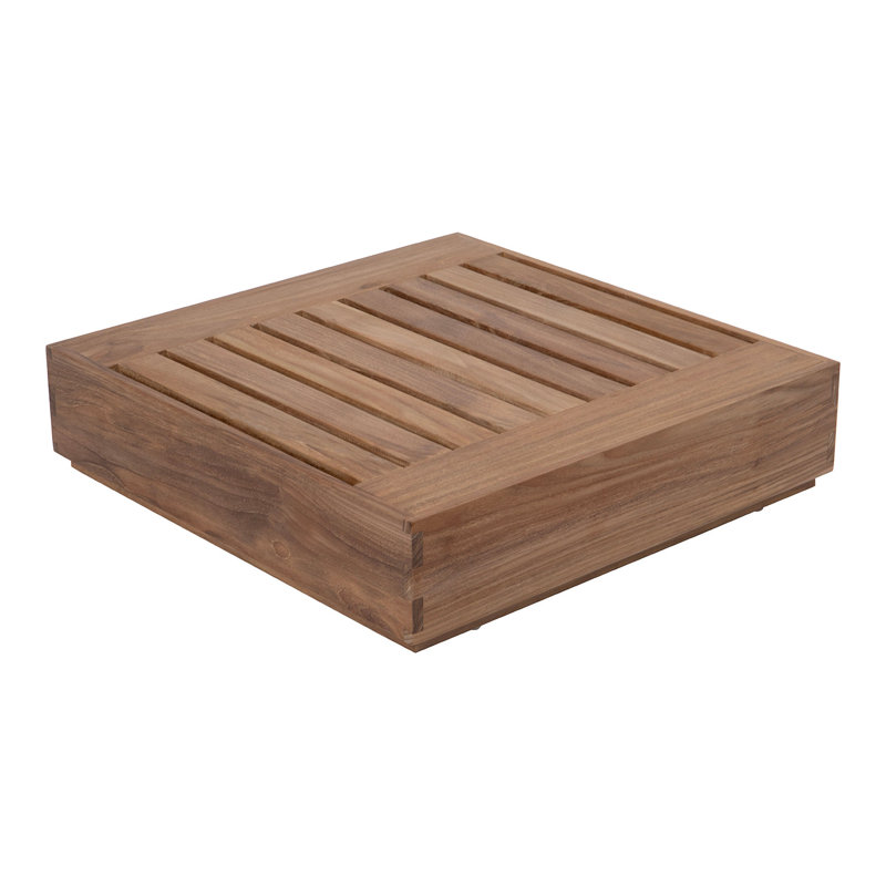 Pacific Outdoor Teak Standard Ottoman with Sunbrella Cushion, Charcoal