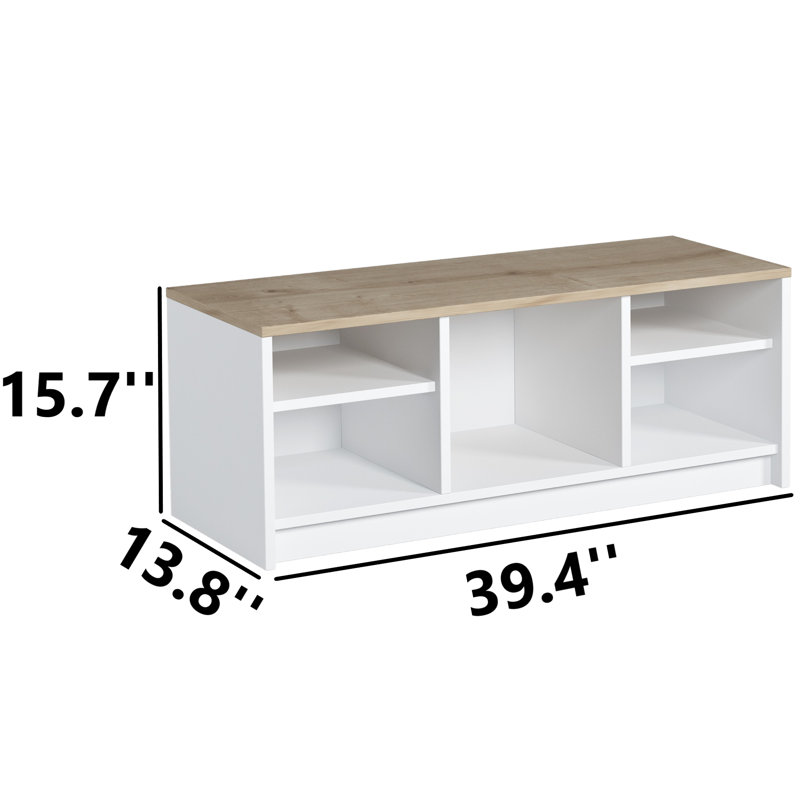 10 Pair Shoe Storage Cabinet, White/Sapphire Oak