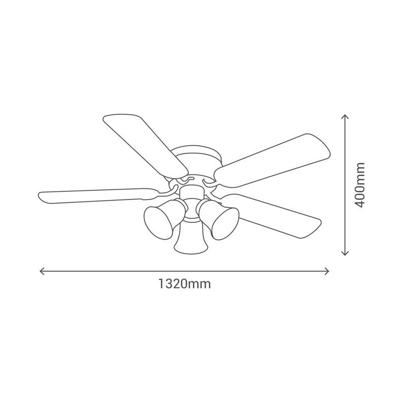 132cm Ceiling Fan with Light Kit, Nickel