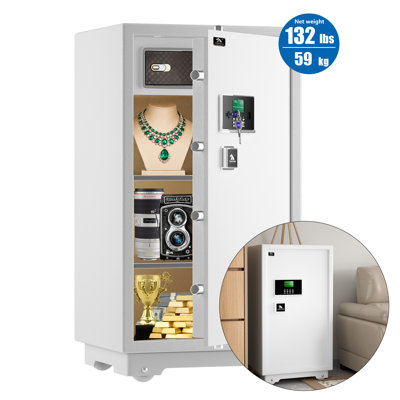 Tigerking 7.2 Cu. ft. Large Heavy Duty Safe Box with Double Safety Key Lock and Separate Lock Box for Home Hotel Office, 132lbs, White