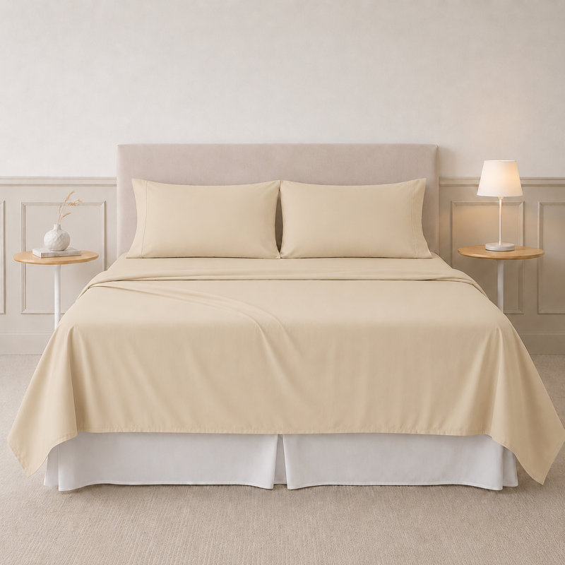 Ensemble de draps en microfibre 4 pièces Modern, King Sheet Set with 2 Pillowcases, Coquille d'oeuf